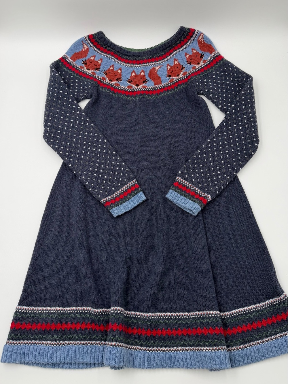 Hanna Andersson fair isle fox sweater dress 130/8